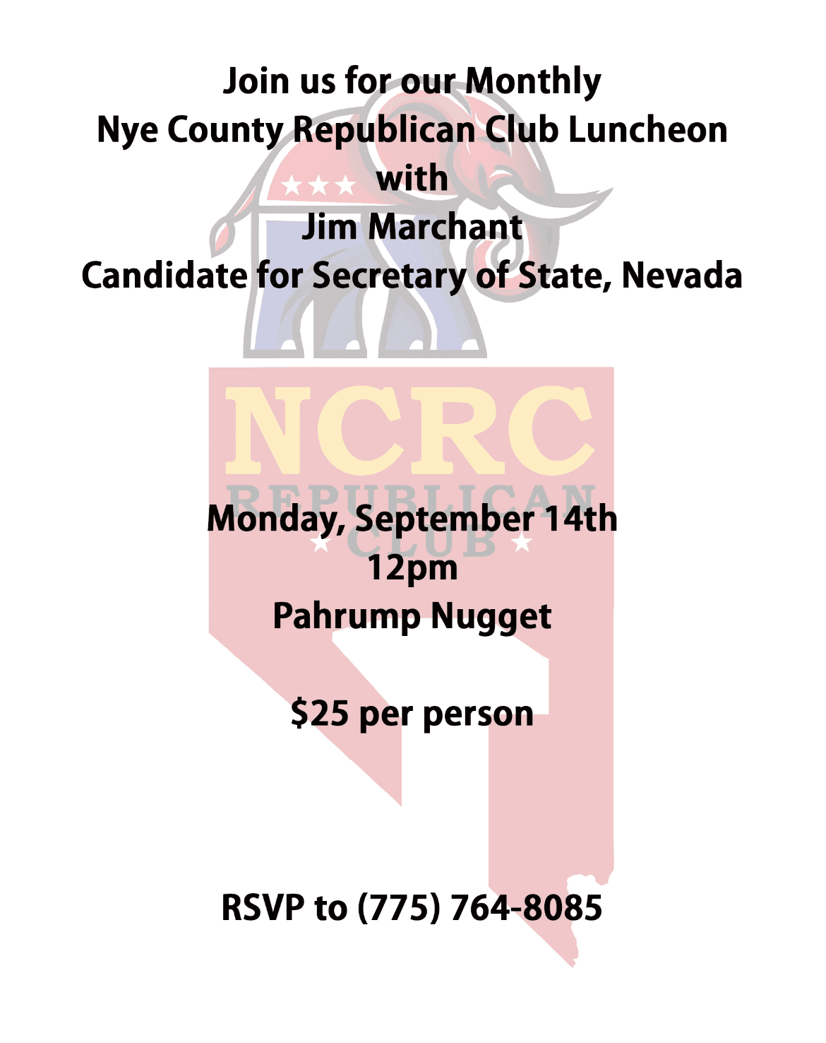 Event flyer: Luncheon Series: Jim Marchant, Candidate for Nevada Secretary of State